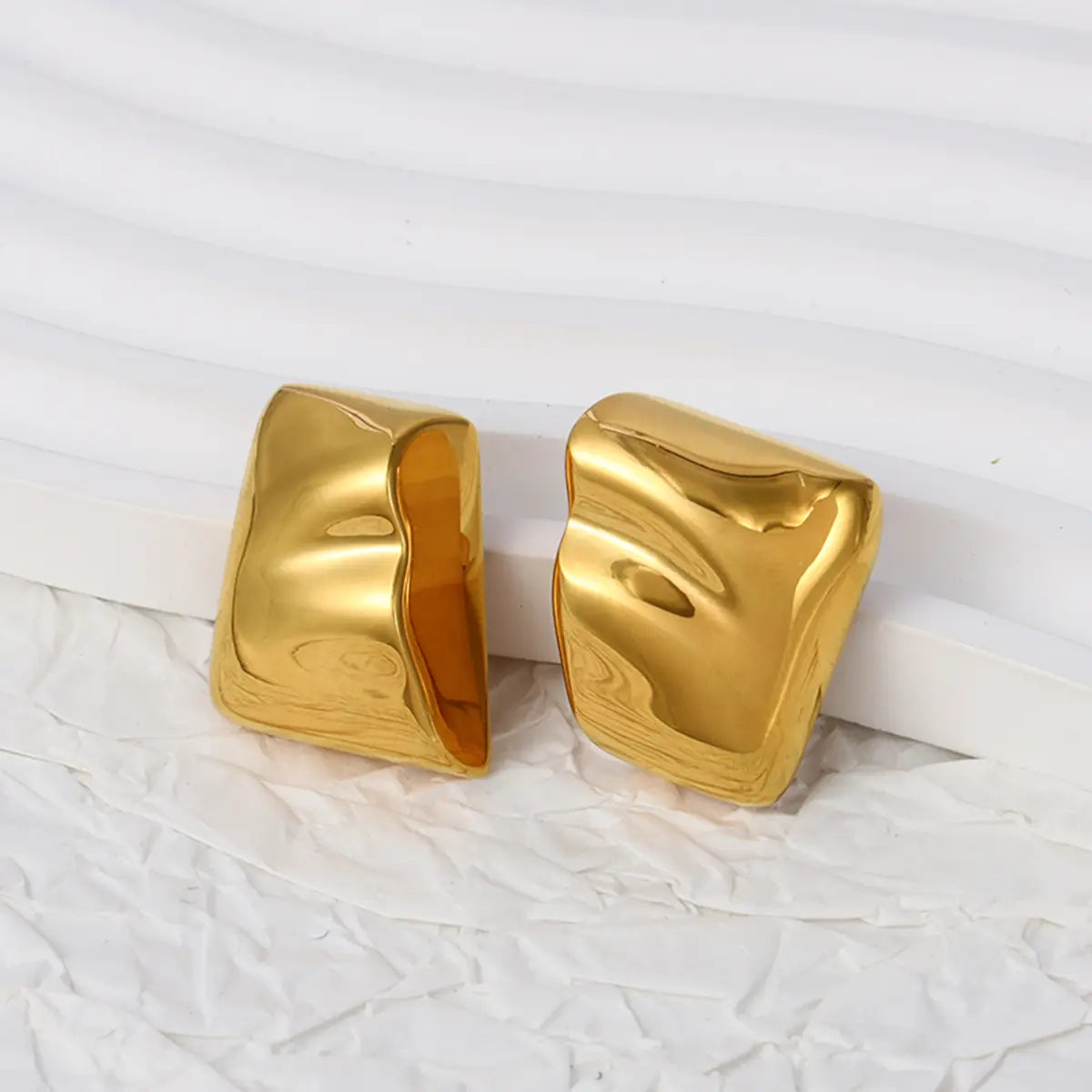 Glossy Irregular Geometric Gold Earrings