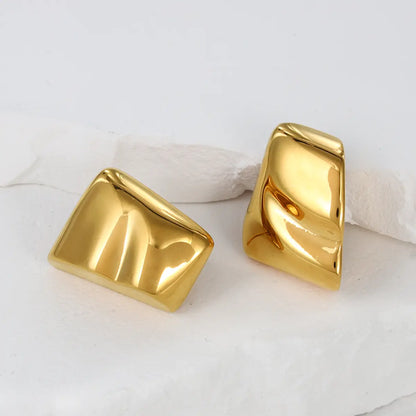 Glossy Irregular Geometric Gold Earrings