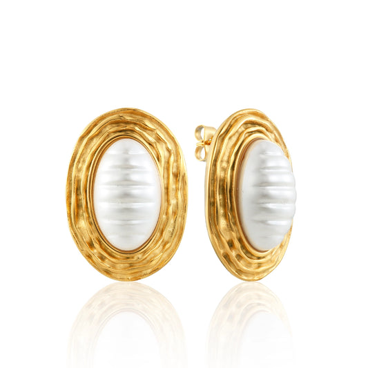 Imitation Pearl Oval Earrings
