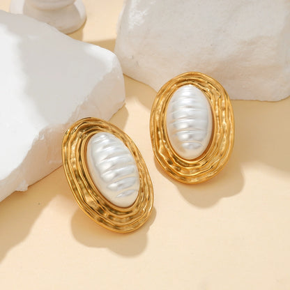Imitation Pearl Oval Earrings