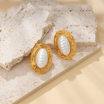 Imitation Pearl Oval Earrings