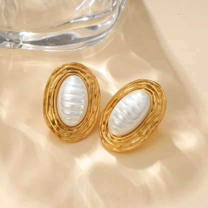 Imitation Pearl Oval Earrings