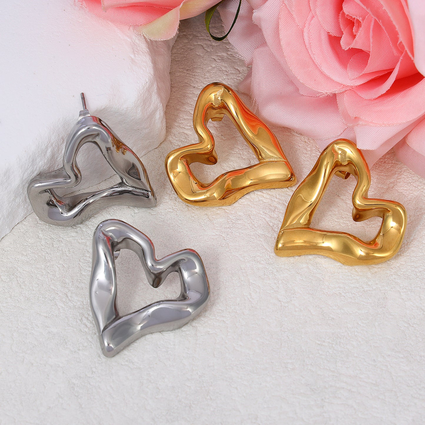 Hammered Heart Earrings