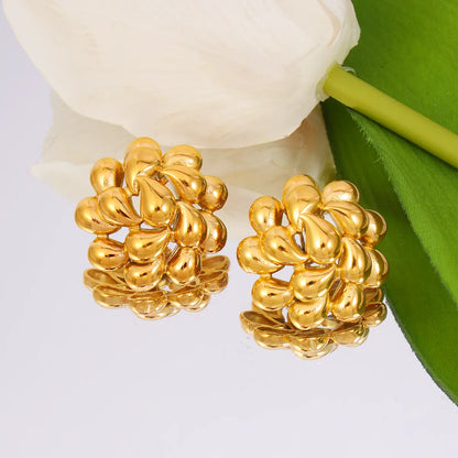 Rotating Water Drop Flower Earrings