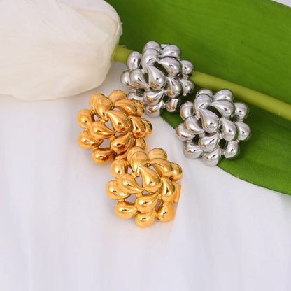 Rotating Water Drop Flower Earrings