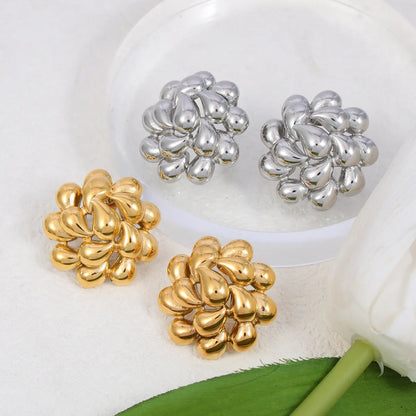 Rotating Water Drop Flower Earrings