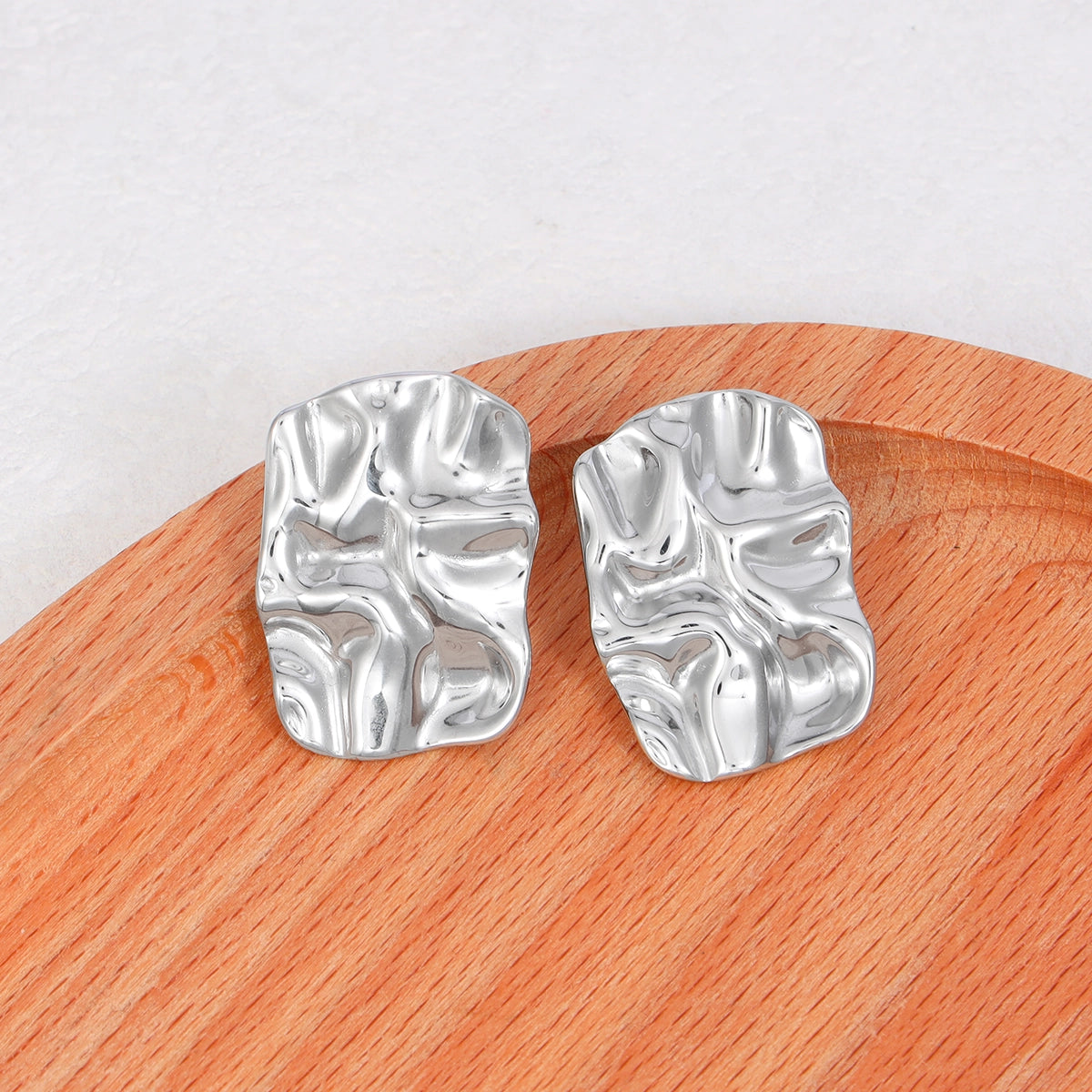 Textured Rectangle Stud Earrings