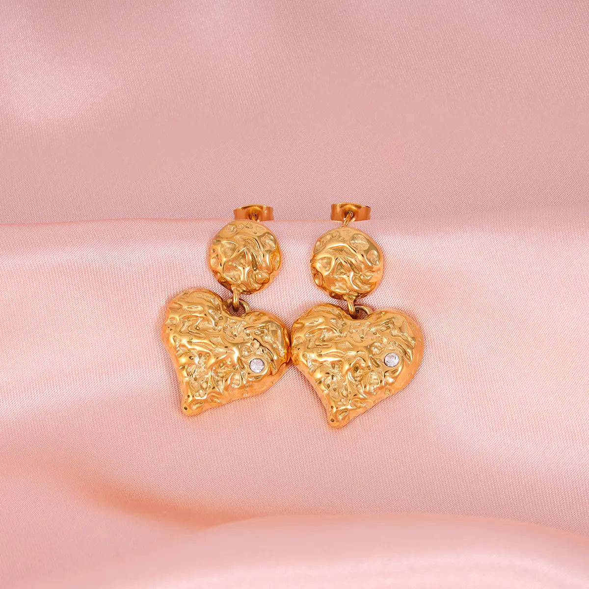 Texture Heart Drop Earrings