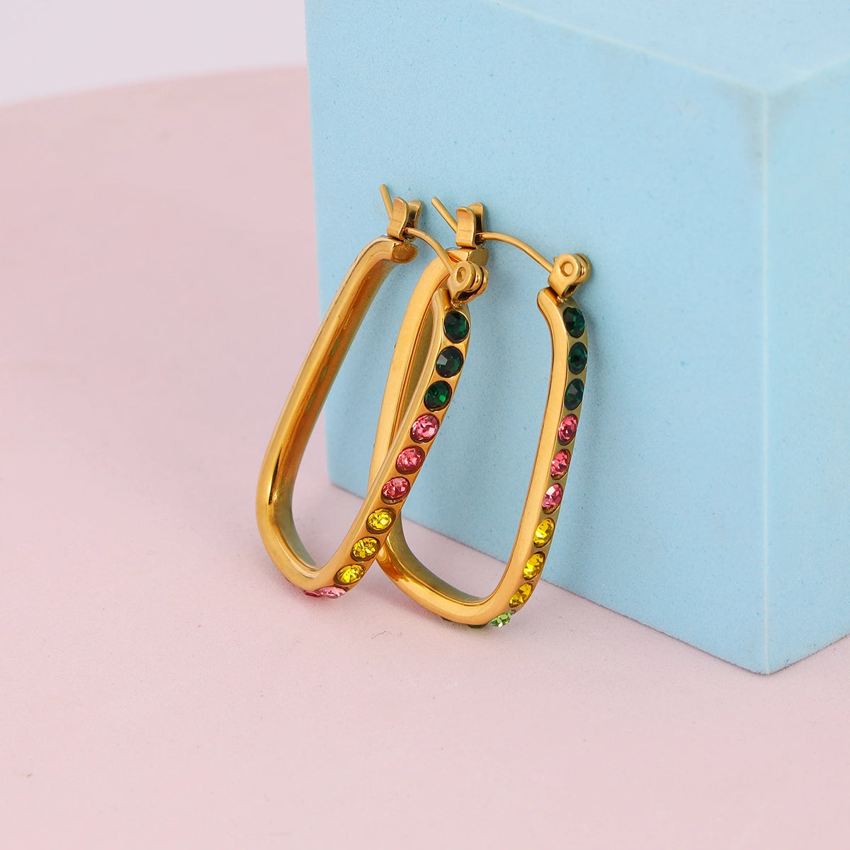 Multicolor Gemstone Hoop Earrings