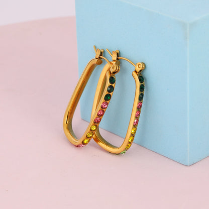 Multicolor Gemstone Hoop Earrings