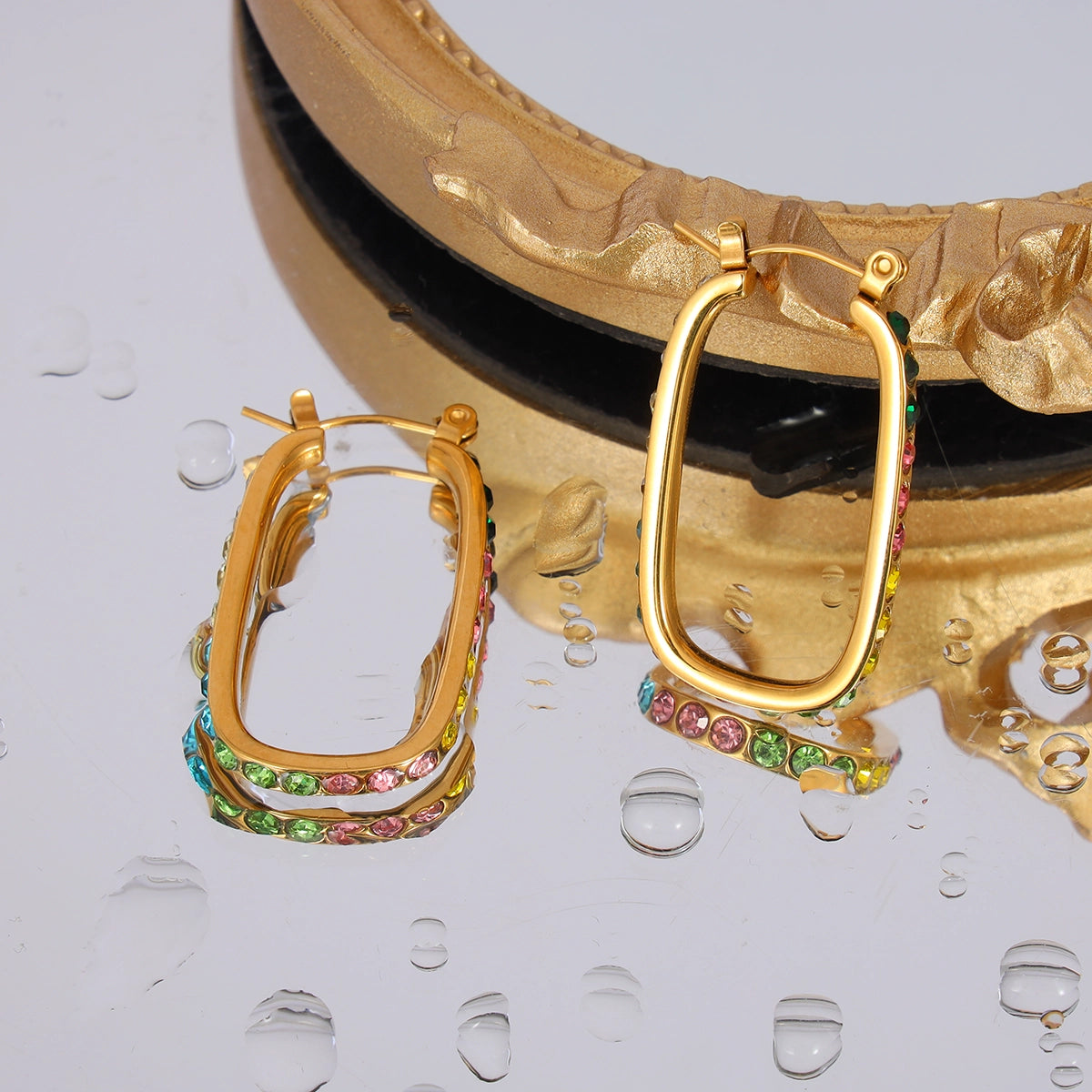 Multicolor Gemstone Hoop Earrings