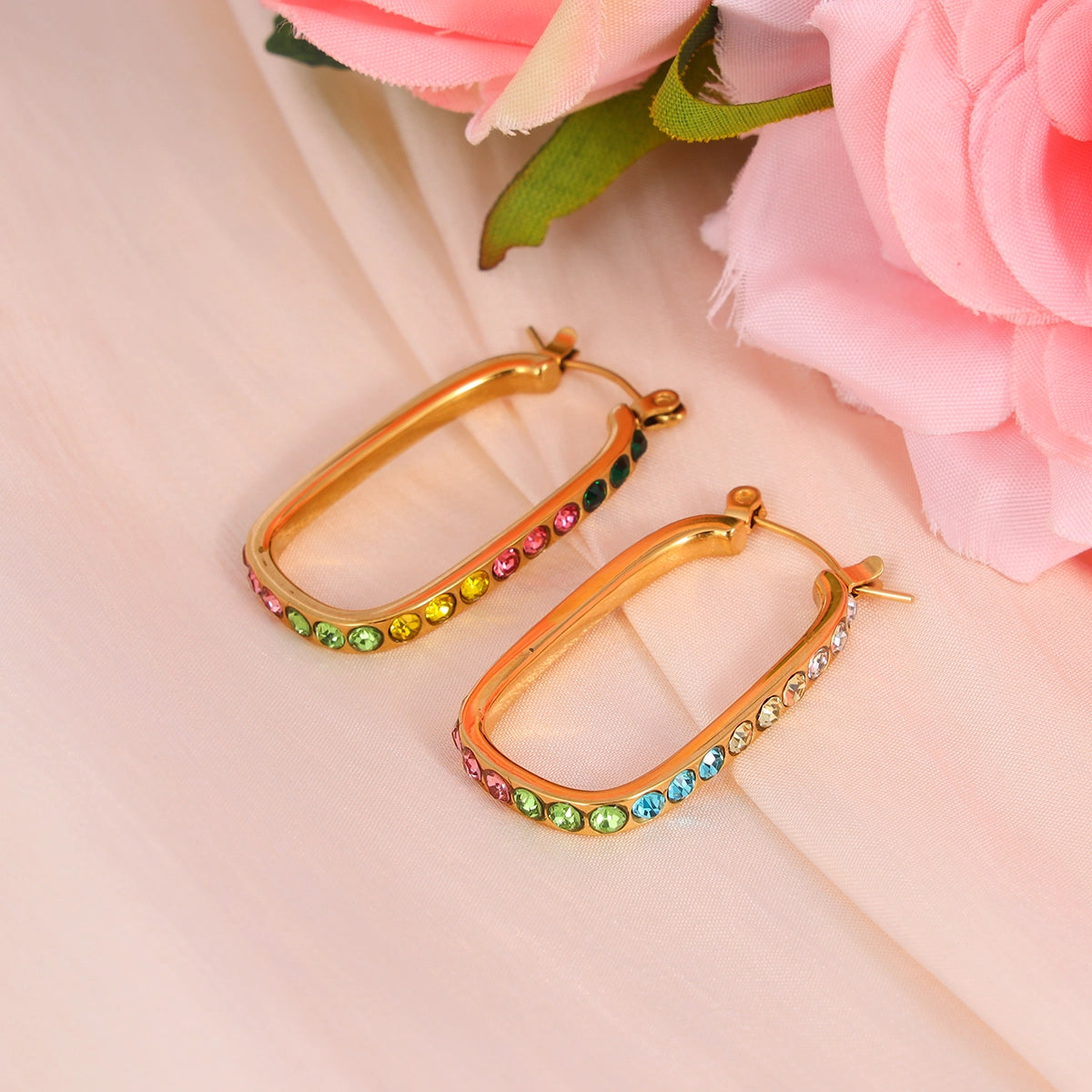 Multicolor Gemstone Hoop Earrings