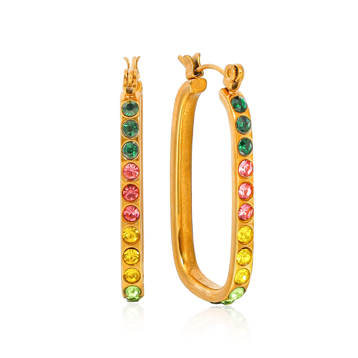 Multicolor Gemstone Hoop Earrings