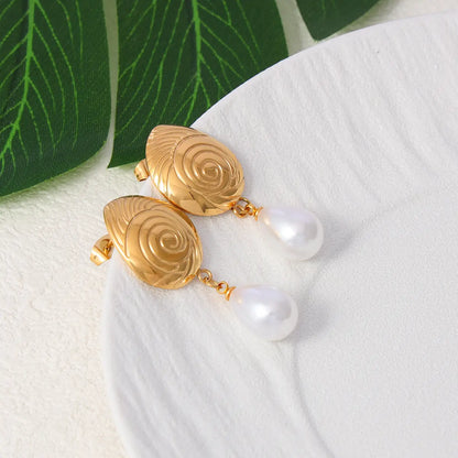 Conch Shell Beads Drop Earrings