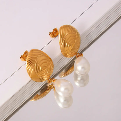 Conch Shell Beads Drop Earrings