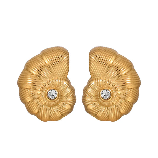 Zircon Nautilus Shell Stud Earrings