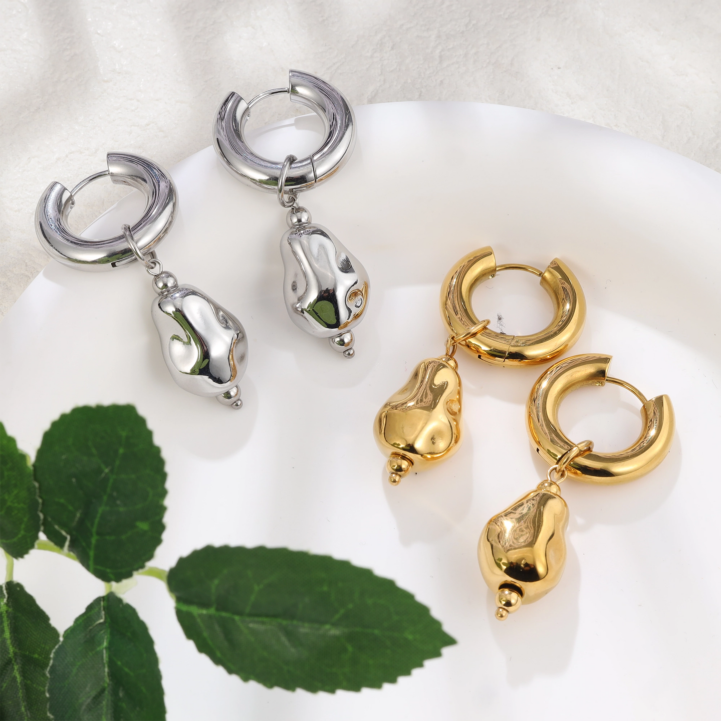 Irregular Pebble Shape Earrings