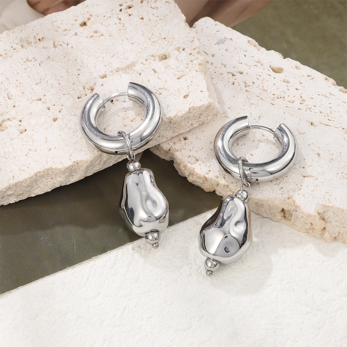 Irregular Pebble Shape Earrings