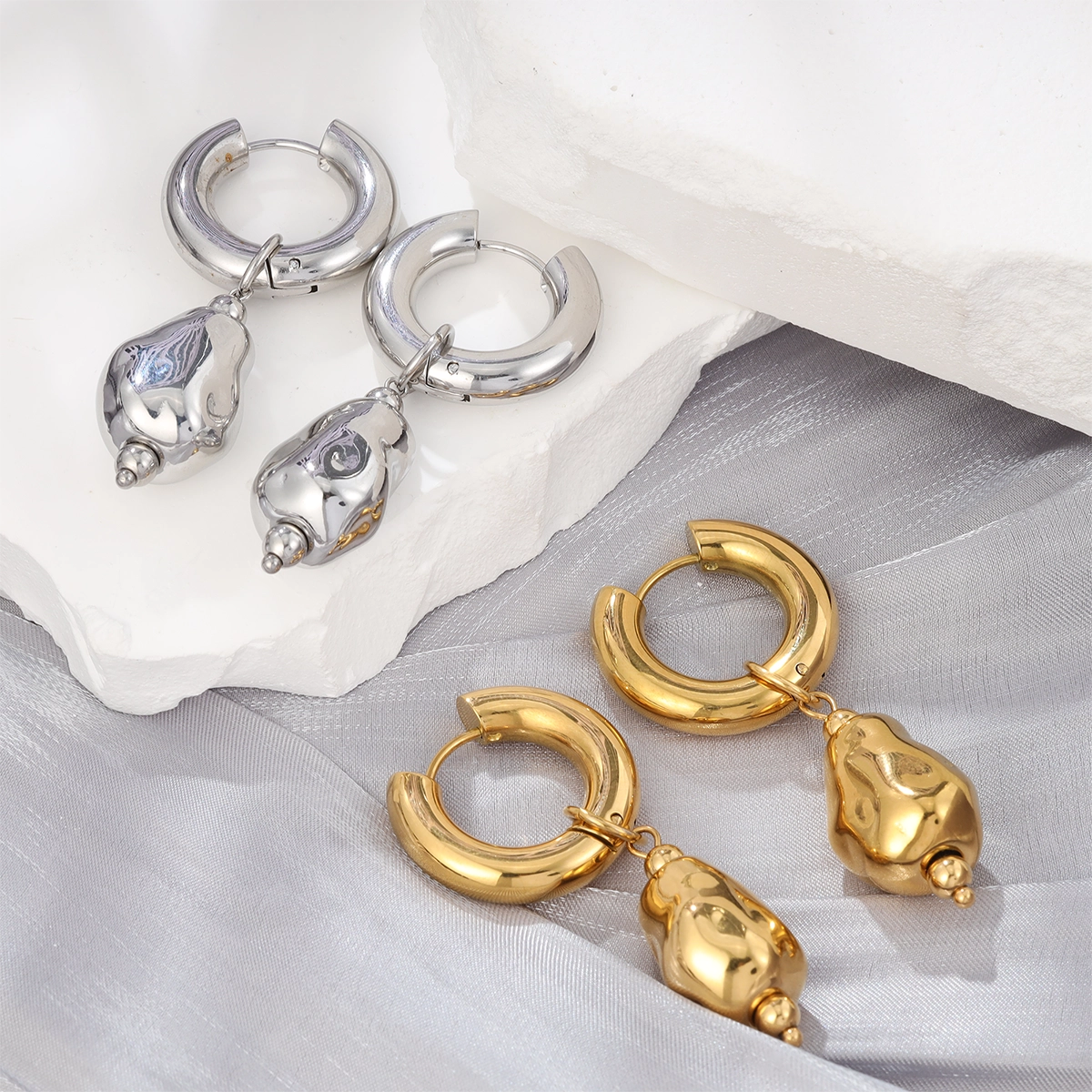 Irregular Pebble Shape Earrings