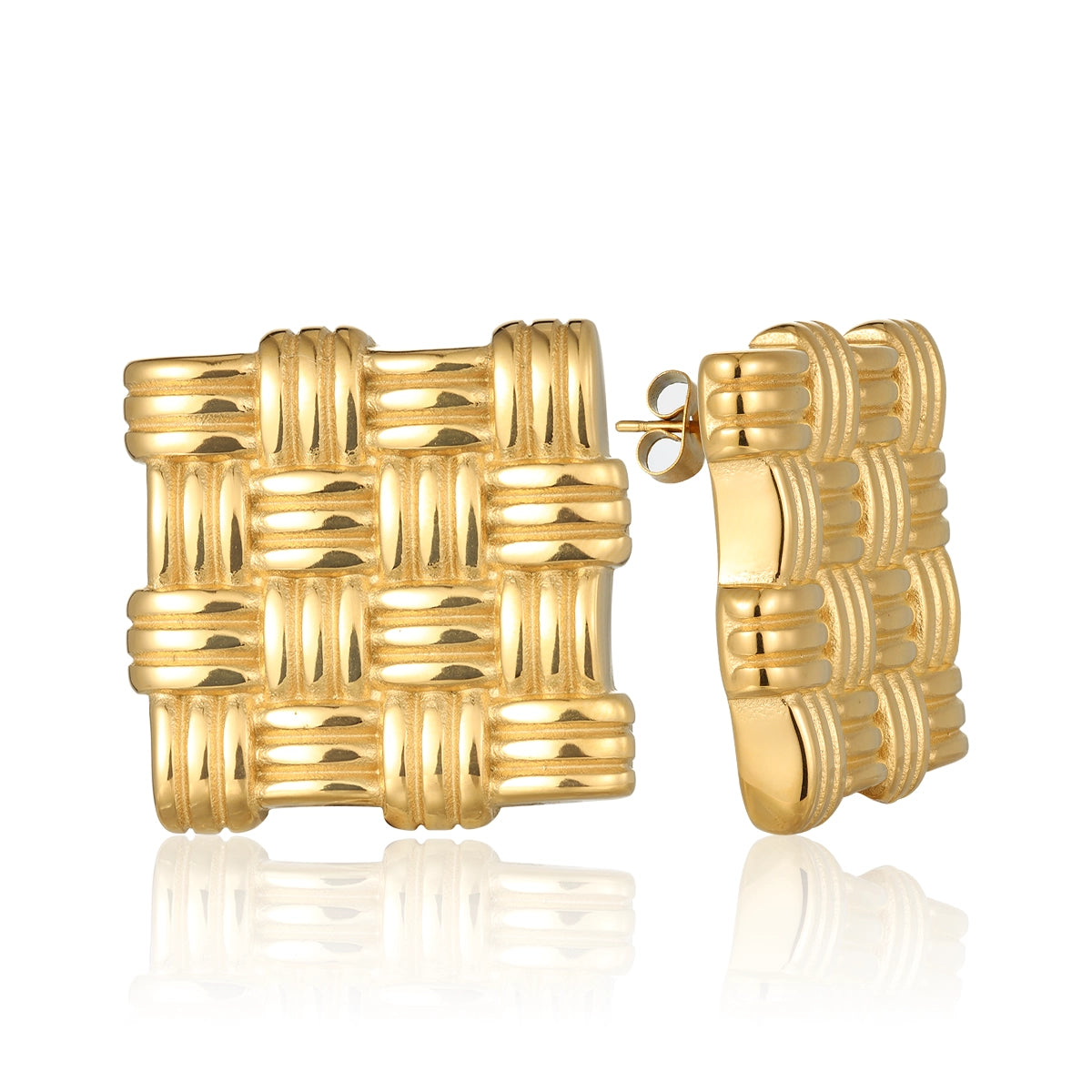 Braided Textured Square Stud Earrings