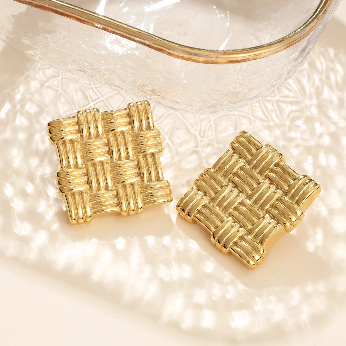 Braided Textured Square Stud Earrings