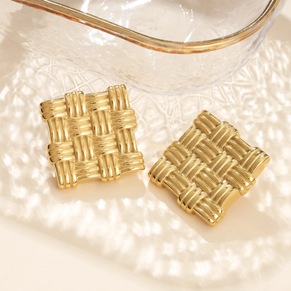 Braided Textured Square Stud Earrings