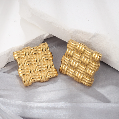 Braided Textured Square Stud Earrings