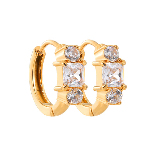 Mini Square Symmetrical Diamond Hoop Earrings