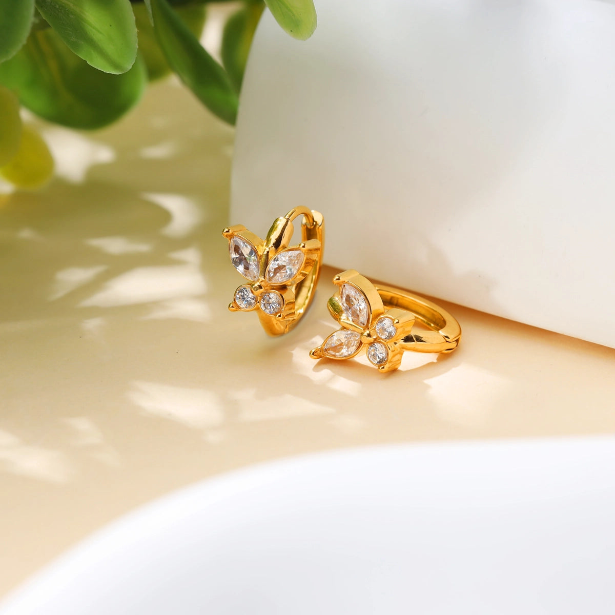 Mini Butterfly Diamond Hoop Earrings