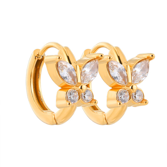 Mini Butterfly Diamond Hoop Earrings