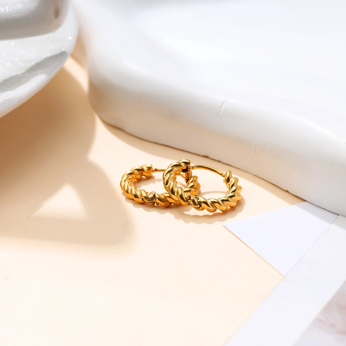 Twisted Gold Hoop Earrings