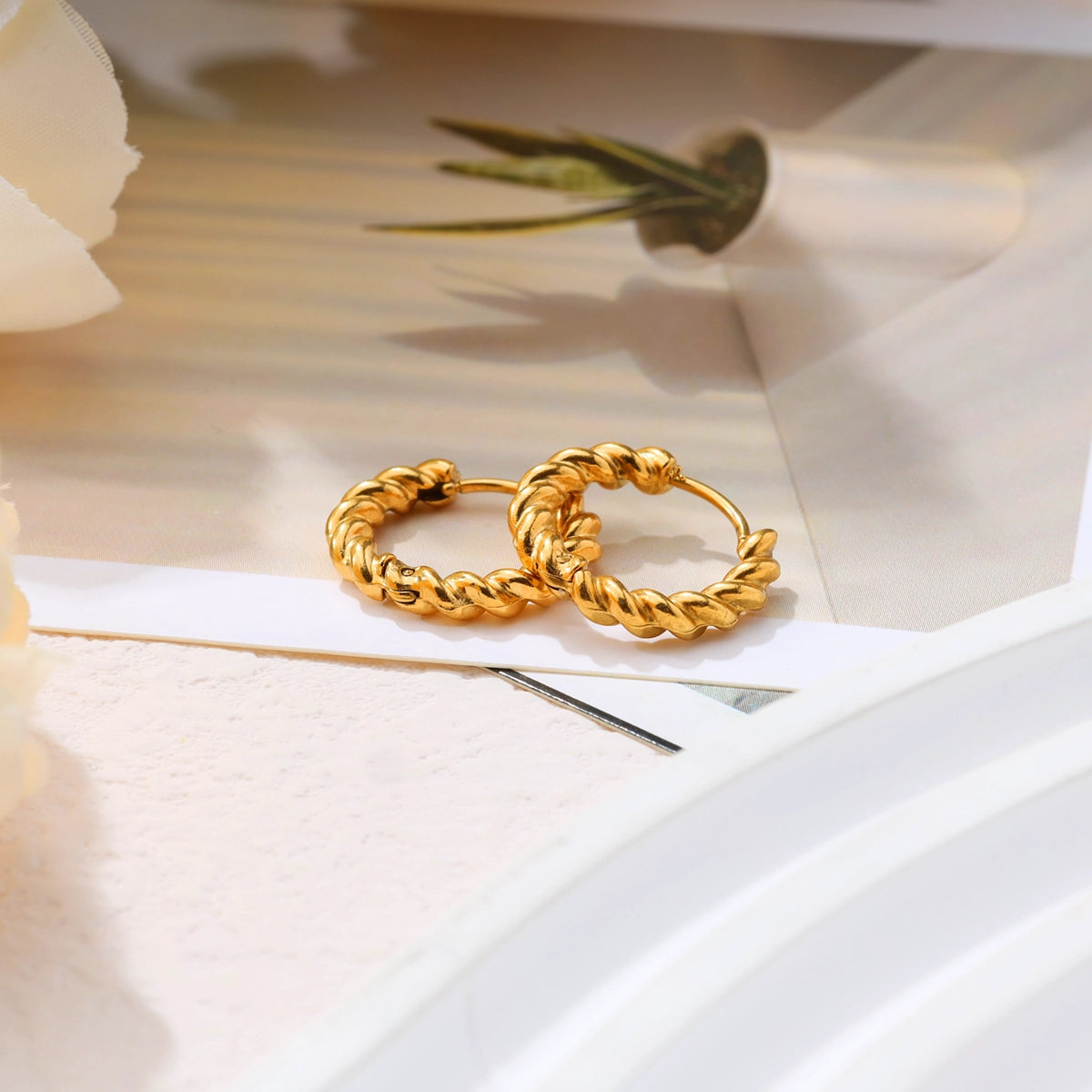 Twisted Gold Hoop Earrings