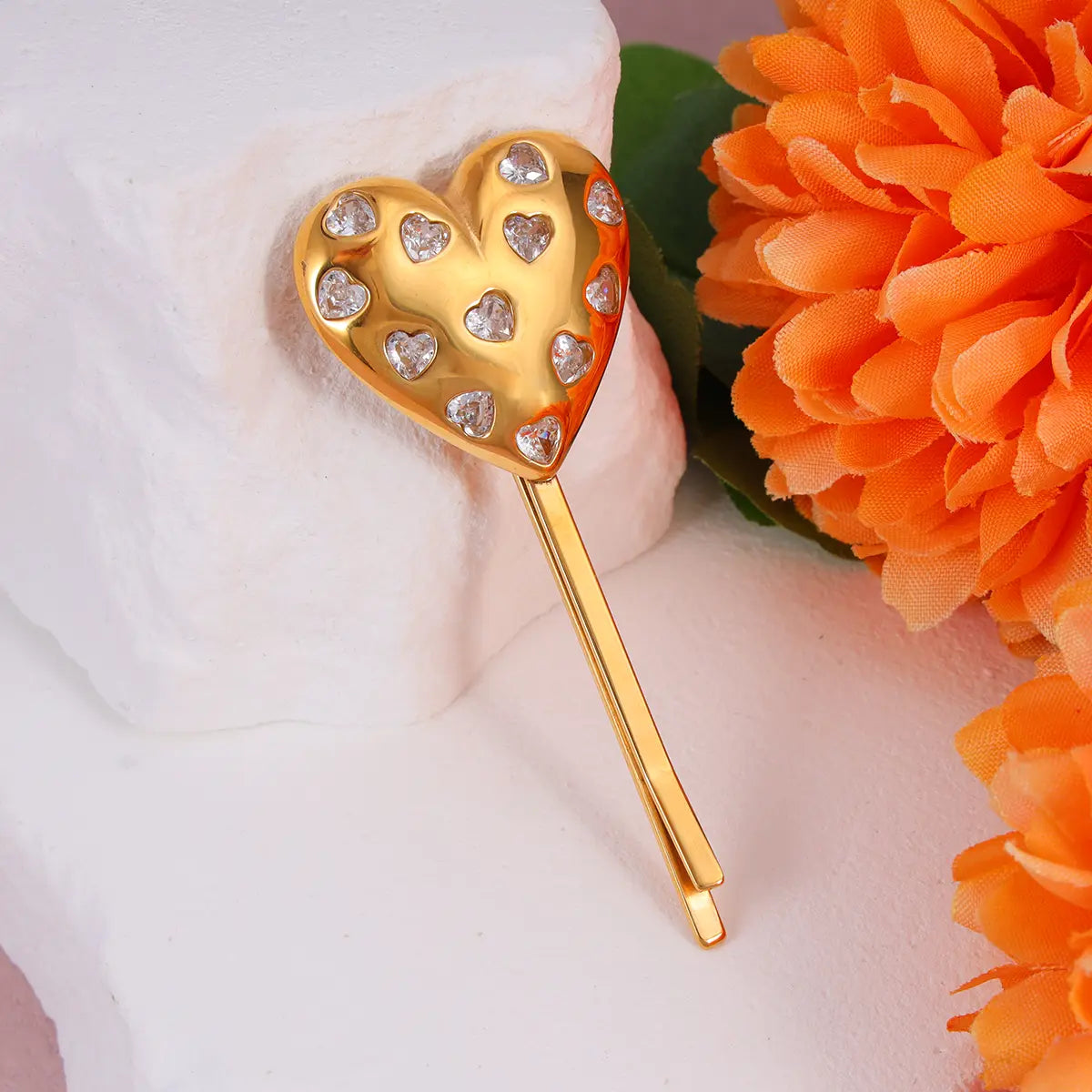 Zircon Heart Shape Bobby Pins