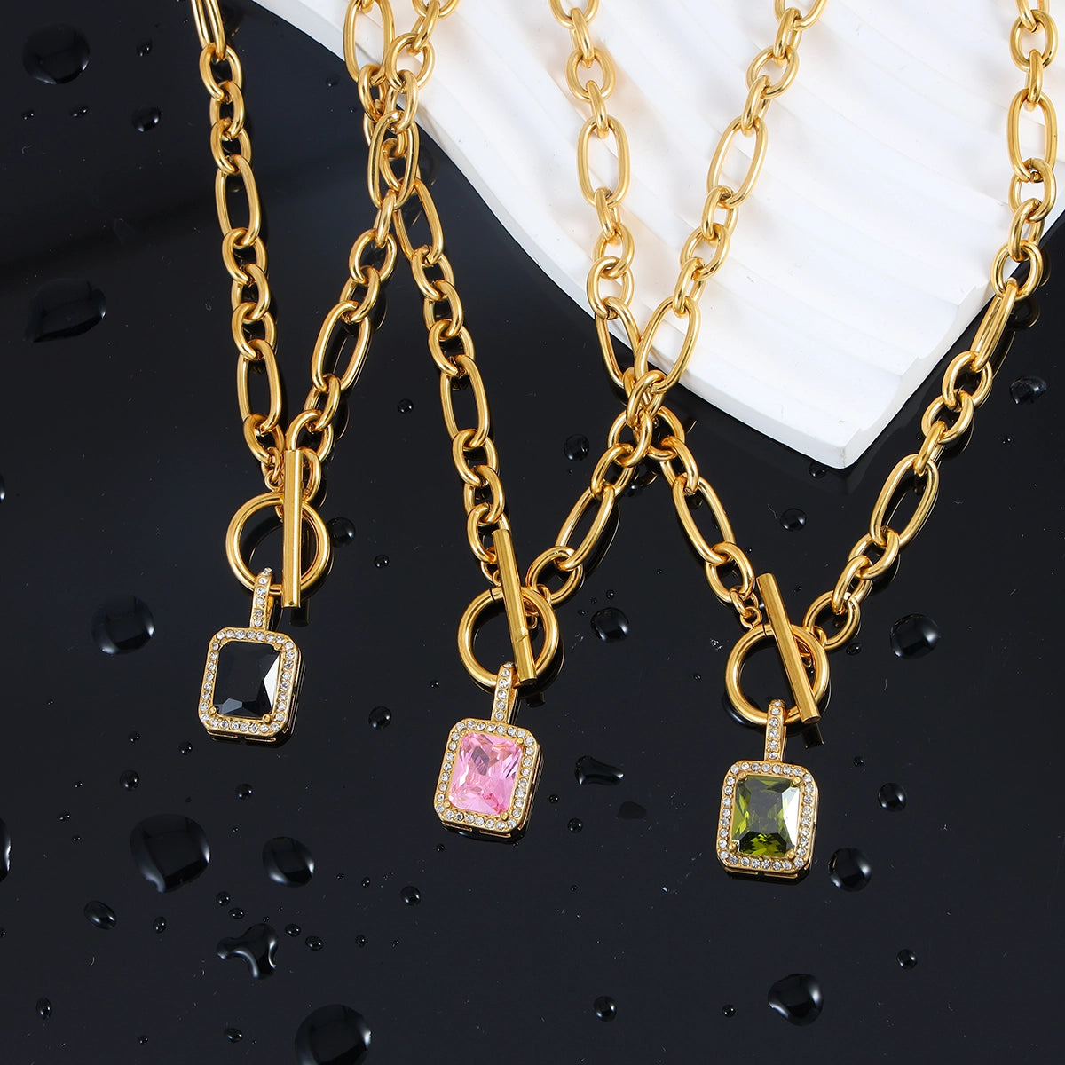 Square Czech Stone Necklace – Zimssi Square Czech Stone Necklace – Zimssi