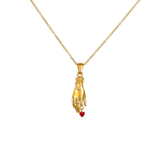 Zircon Heart Hand Necklace