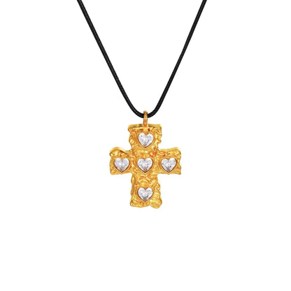 Love Zircon Cross Pendant Necklace