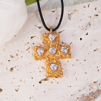 Love Zircon Cross Pendant Necklace