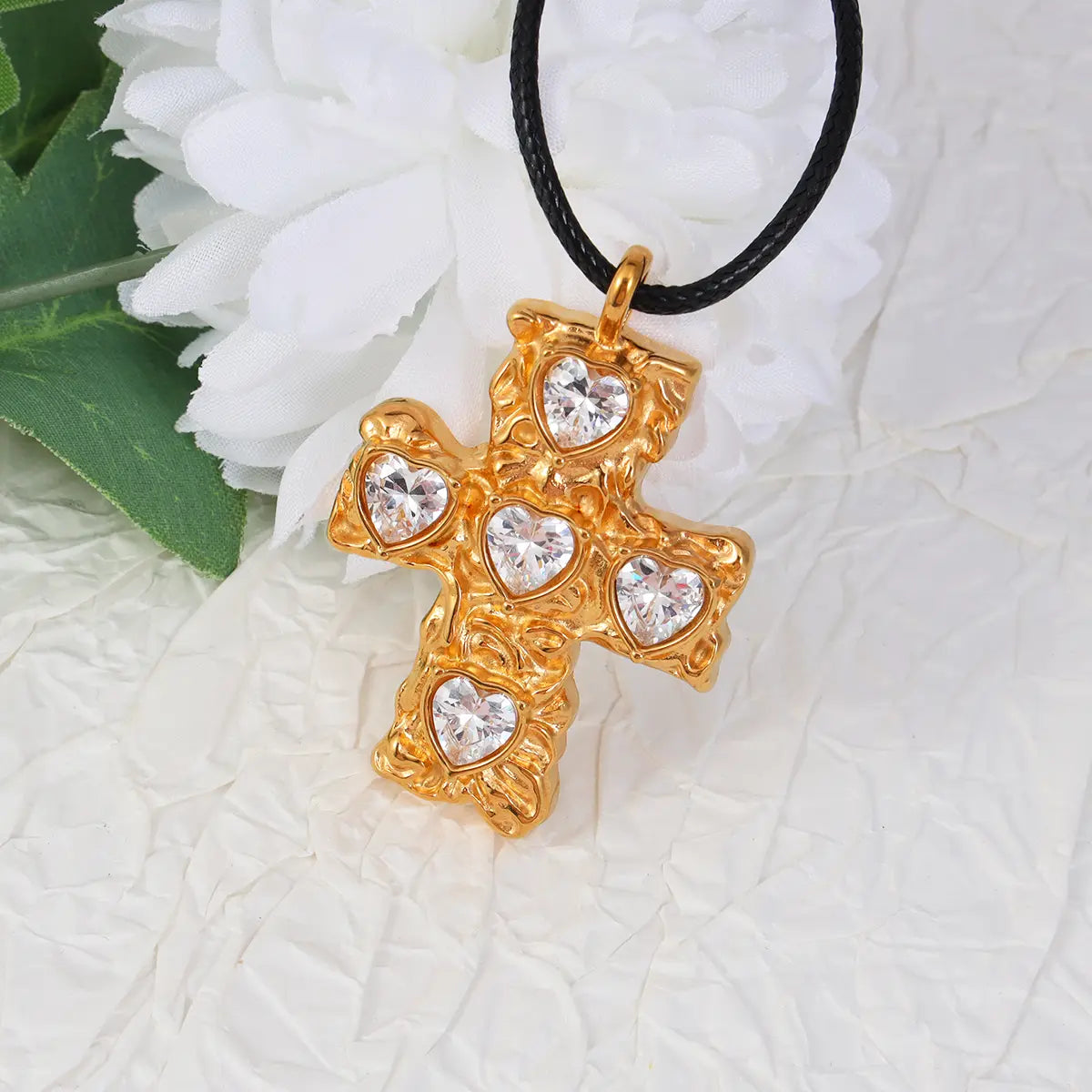 Love Zircon Cross Pendant Necklace