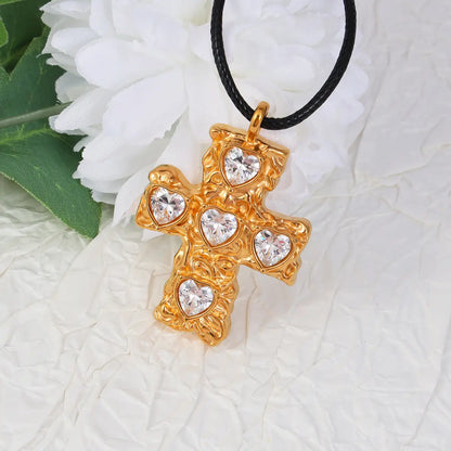 Love Zircon Cross Pendant Necklace