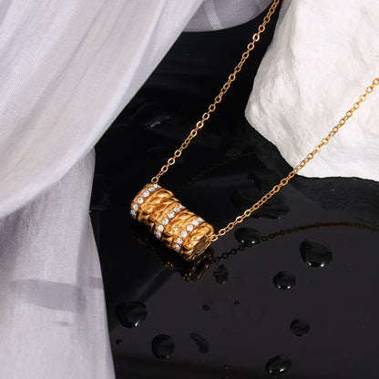 Zircon Triple Circle Pendant Necklace