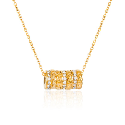 Zircon Triple Circle Pendant Necklace