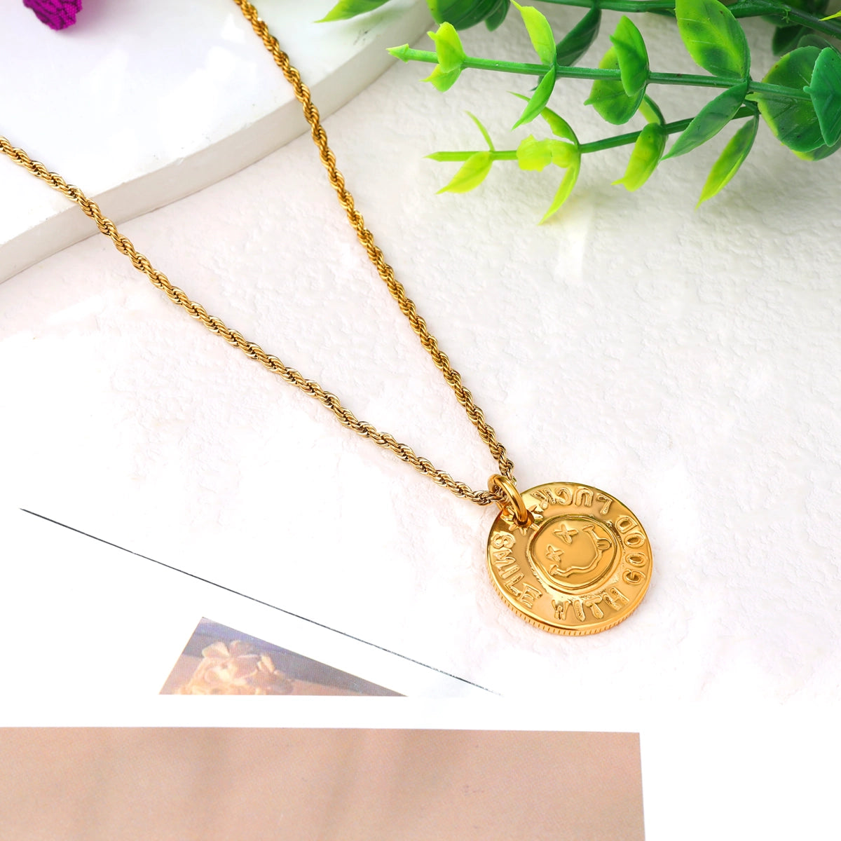 Smiling Good Luck Pendant Necklace