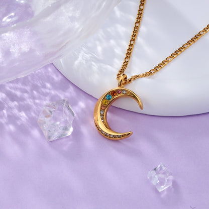 Gemstone Moon Necklace