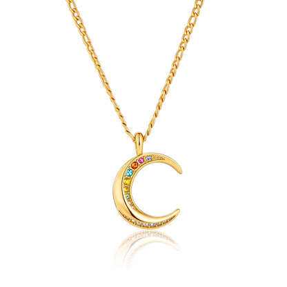 Gemstone Moon Necklace