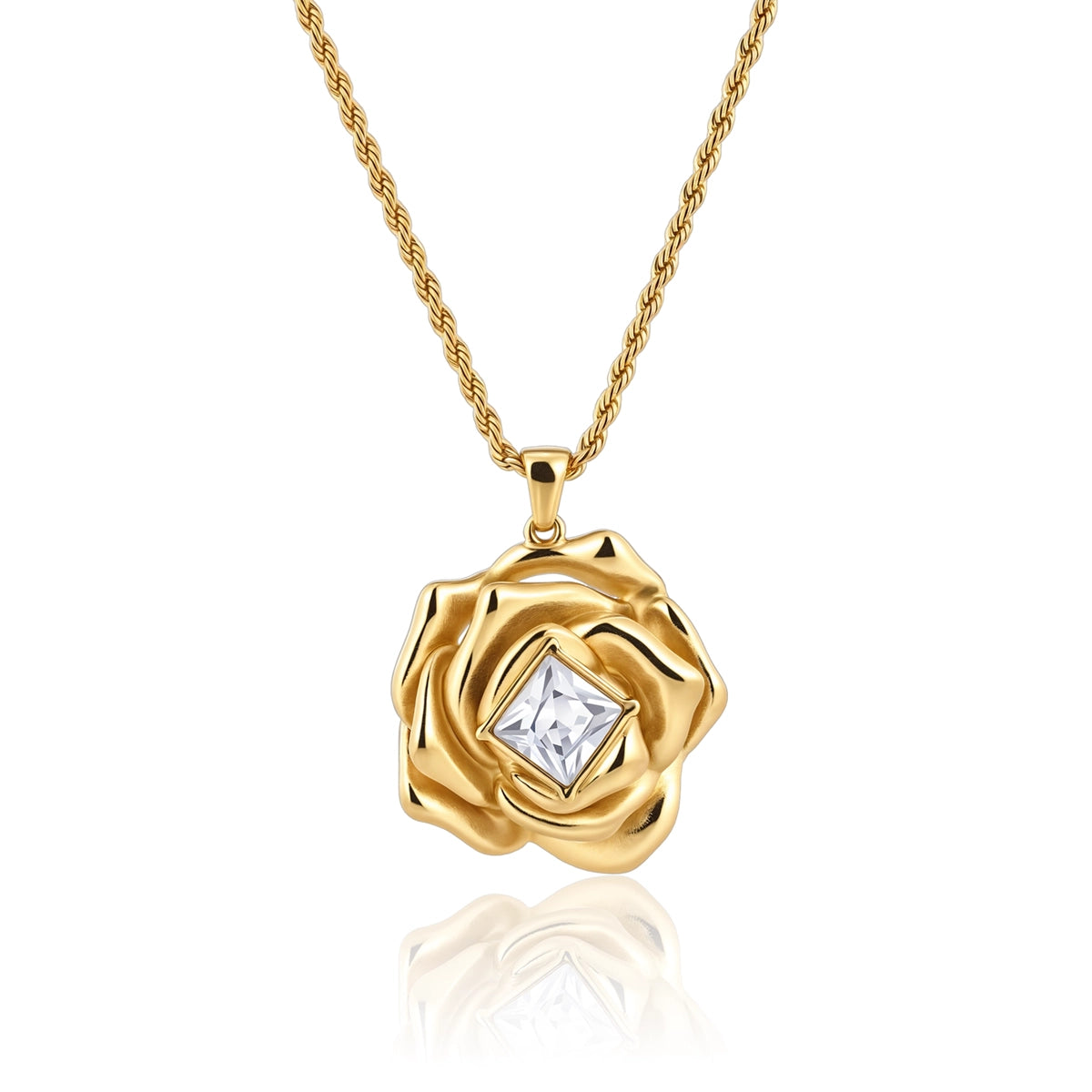 Rose Zircon Pendant Necklace