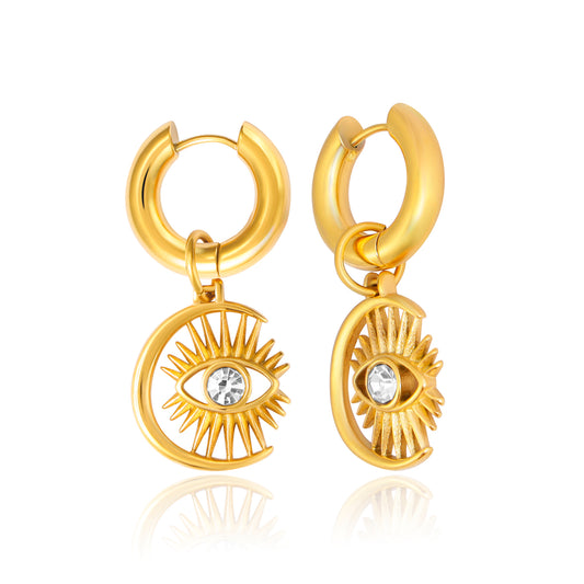 Evil Eye Earrings Gold Hoop Earrings