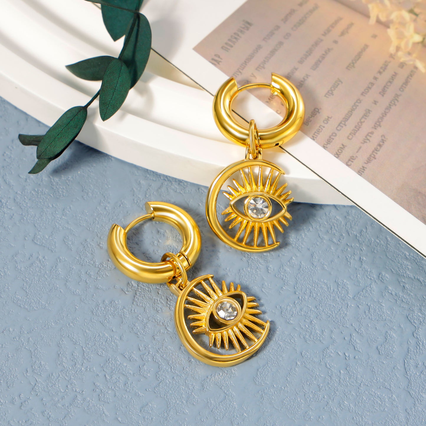 Evil Eye Earrings Gold Hoop Earrings