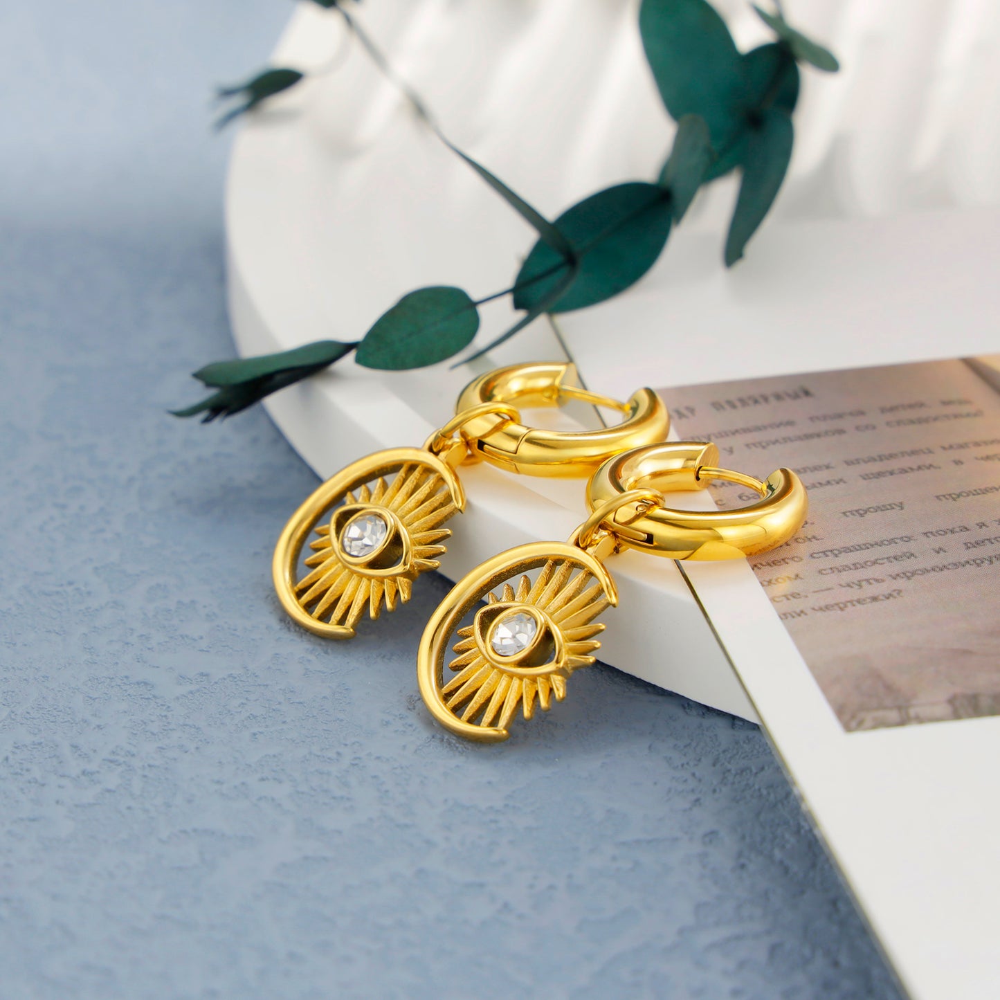 Evil Eye Earrings Gold Hoop Earrings