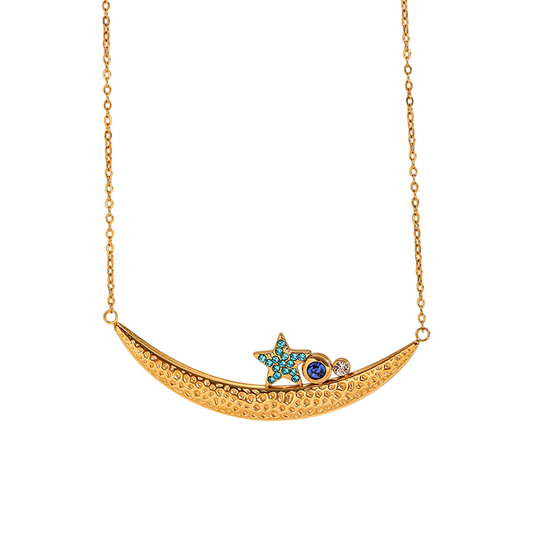 Moon and Star Pendant Necklace