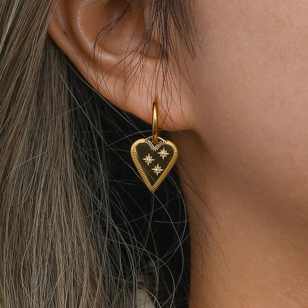 Heart Gold Hoop Earrings